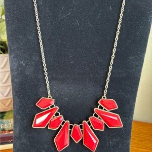 Chic Red Geometric Necklace with Gold Chain